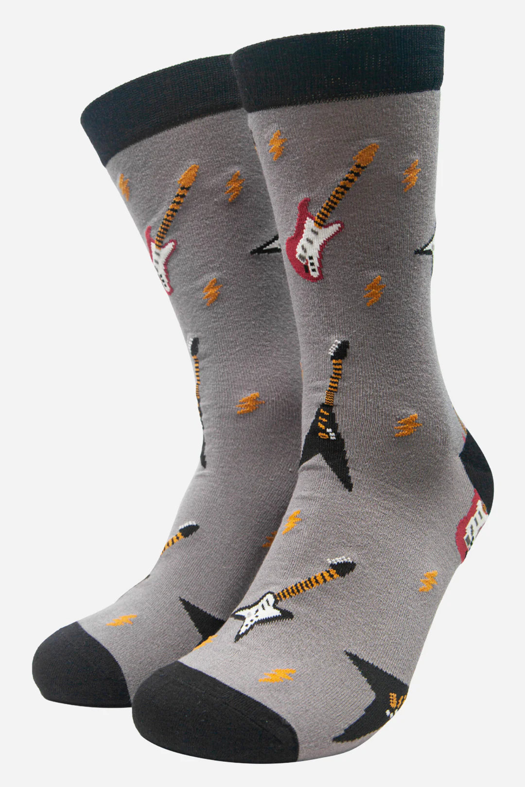 Men’s Bamboo Socks  Guitars, Grey/Black