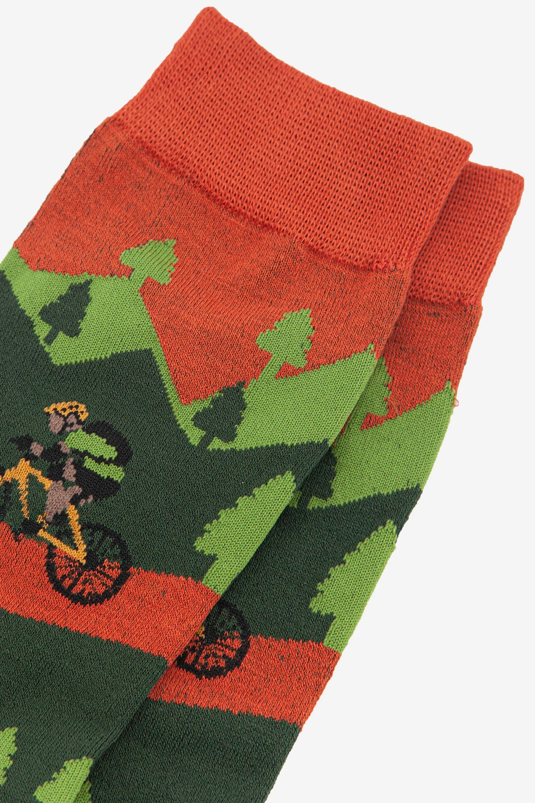 Men’s Bamboo Socks  Mountain Bike, Green/Orange
